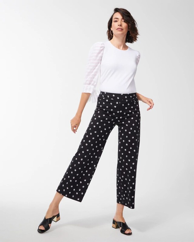Brigitte Dot Print Wide Leg Cropped Pants - image 2